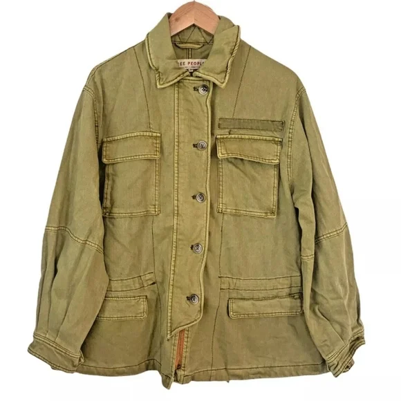 Free People Utility Jacket in Olive Green - Picture 8 of 14